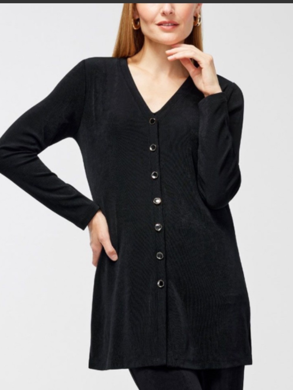 CHICOS TRAVELERS Black Cardigan  Tunic Blouse Top NWOT Size 4